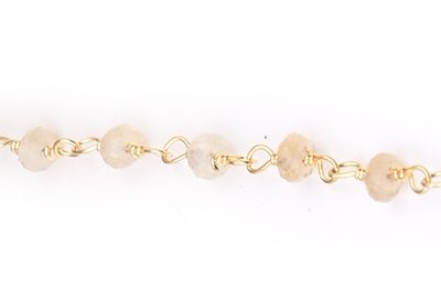 Citrine Faceted Rondelle Gemstone Beaded  Chain Gold Plated