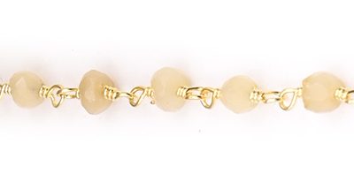 Yellow Opal Faceted Rondelle Gemstone Beaded  Chain Gold Plated