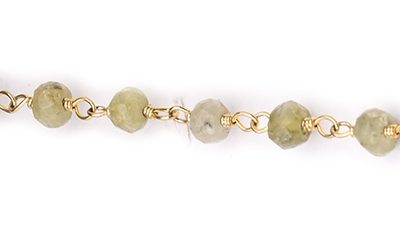 Grossular Green Garnet Faceted Rondelle Gemstone Beaded  Chain Gold Plated