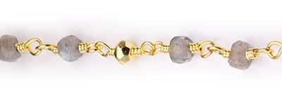 Labradorite and Golden Pyrite Faceted Rondelle Gemstone Beaded  Chain Gold Plated