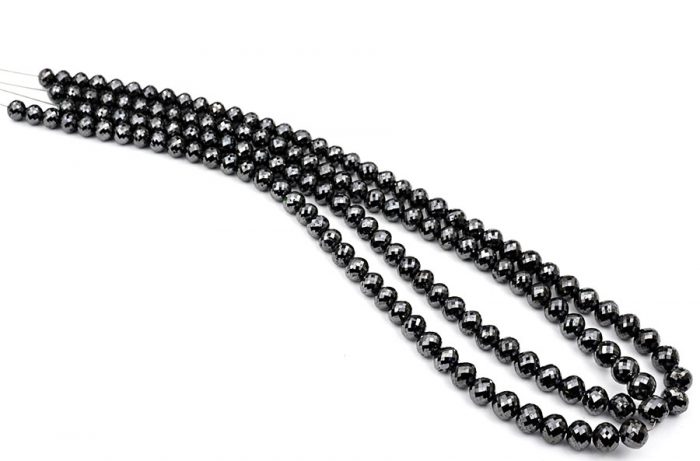 AAA Quality 6-8mm Black Diamond Round Faceted Beads