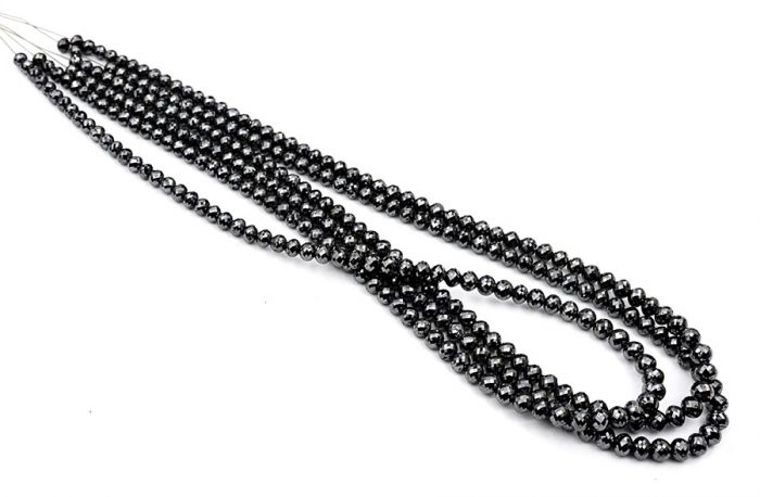 AAA Quality 4.5-5mm Black Diamond Rondelle Faceted Beads