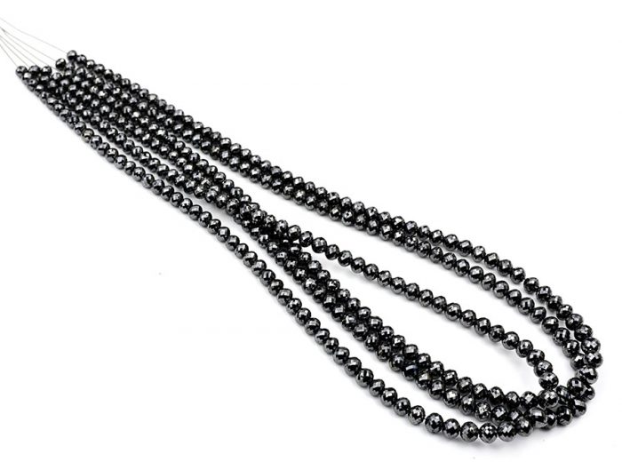 AAA Quality 4.5-5mm Black Diamond Rondelle Faceted Beads