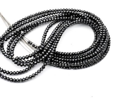 AAA Quality 2.5-3.5mm Black Diamond Rondelle Faceted Beads