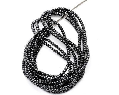 AAA Quality 2.5-3.5mm Black Diamond Rondelle Faceted Beads