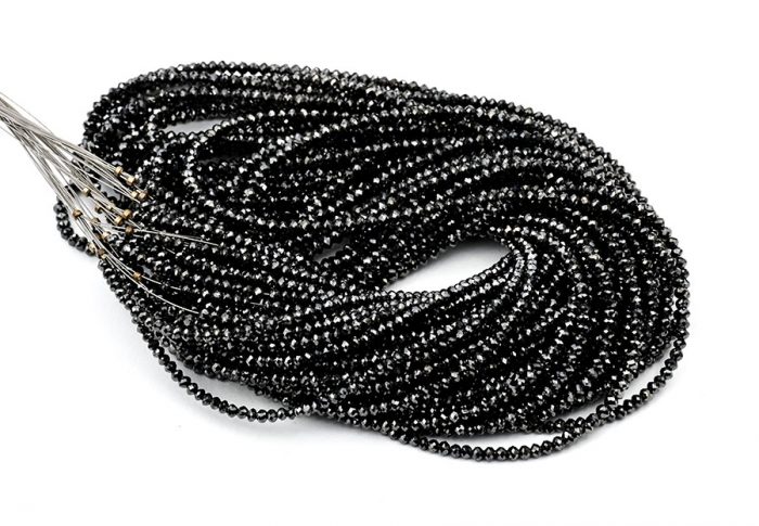 AAA Quality 2-2.5mm Black Diamond Rondelle Faceted Beads
