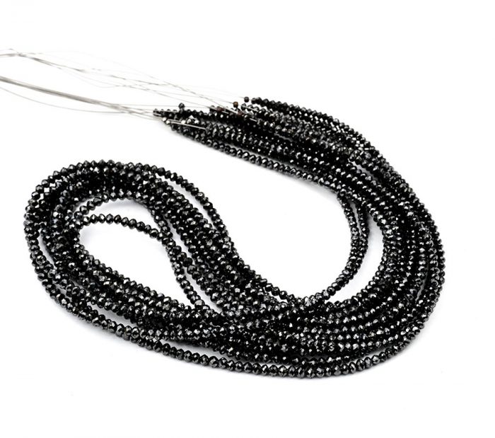 AAA Quality 2-3mm Black Diamond Rondelle Faceted Beads