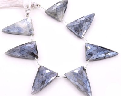Gray Sliverite 22x34mm Faceted Triangle