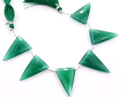 Green Onyx 22x34mm Faceted Triangle