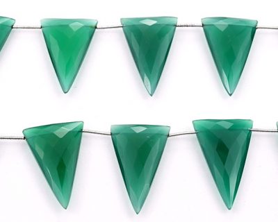 Green Onyx 22x34mm Faceted Triangle