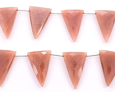 Peach Moonstone 22x34mm Faceted Triangle