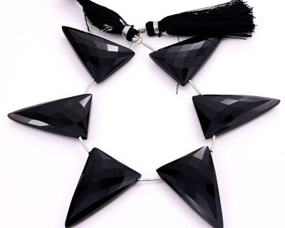 Black Onyx 22x34mm Faceted Triangle