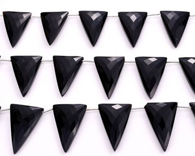 Black Onyx 22x34mm Faceted Triangle