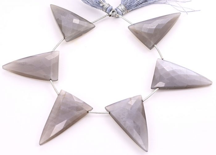 Gray Moonstone 22x34mm Faceted Triangle