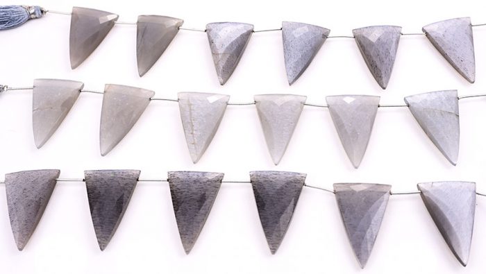 Gray Moonstone 22x34mm Faceted Triangle