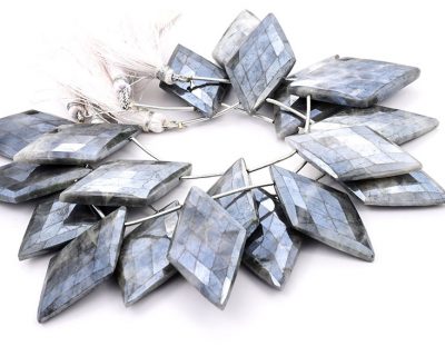 Gray Silverite 24x44mm Faceted Diamond Cut