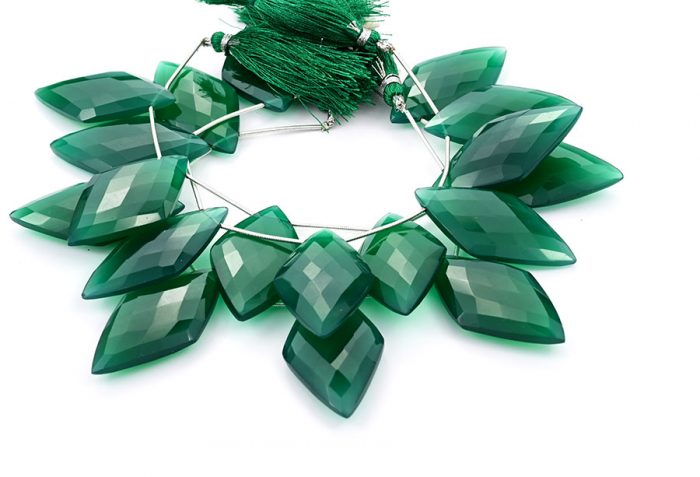 Green Onyx 24x44mm Faceted Diamond Cut