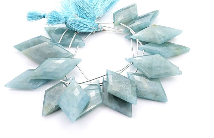 Milky Aquamarine 24x44mm Faceted Diamond Cut