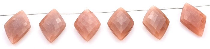 Peach Moonstone 24x44mm Faceted Diamond Cut