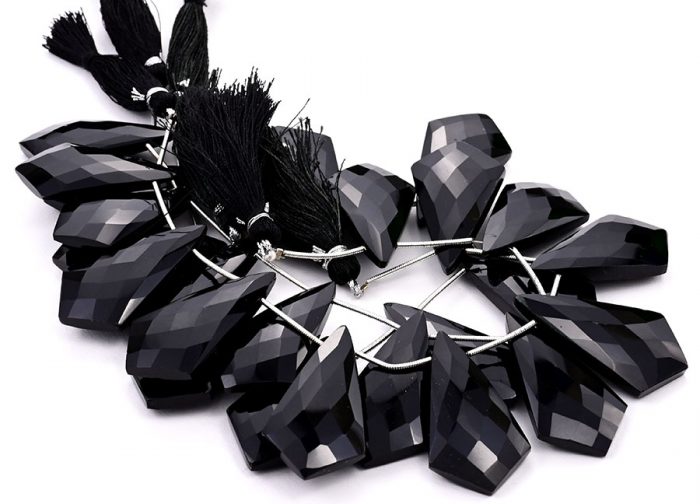 Black Onyx 20x37mm Faceted Kite shape