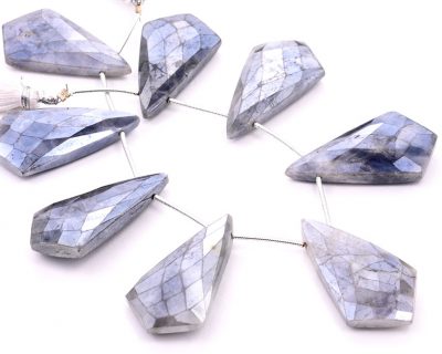 Gray Silverite 20x37mm Faceted Kite shape