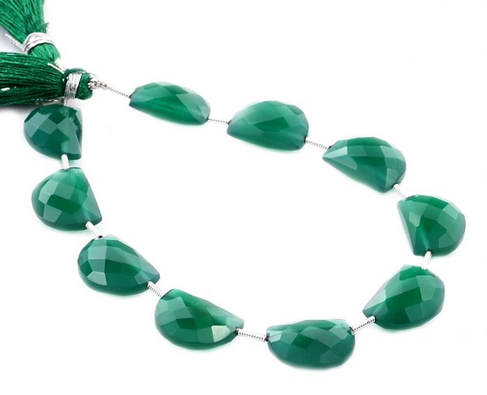 Green Onyx 11x15mm Faceted Half Moon (D shape)