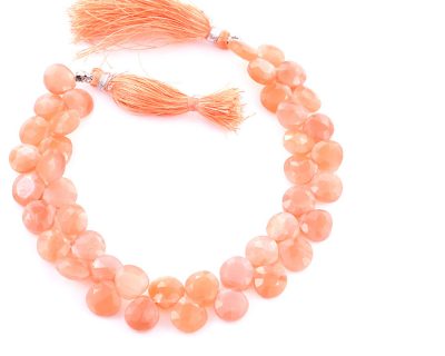 Peach Moonstone 9mm Faceted Heart (Calibrated)