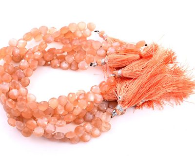 Peach Moonstone 7mm Faceted Heart (Calibrated)