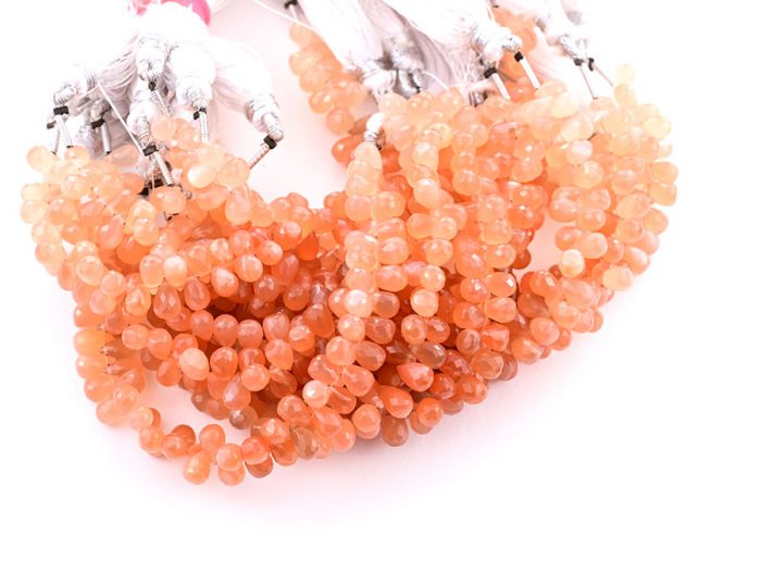 Peach Moonstone 4X6mm Faceted Tear Drops (Calibrated)