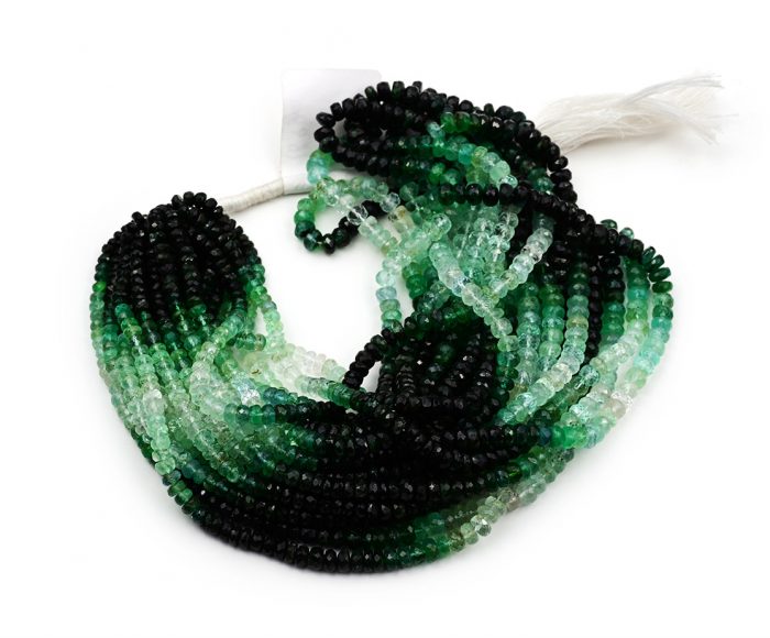 Natural Emerald Shaded  4-5mm Faceted Rondelle
