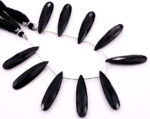 Black Onyx 10x40mm Faceted Pear - Image 2