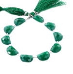 Green Onyx 11x15mm Faceted Half Moon (D shape) - Image 2