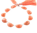 Peach Moonstone 11x15mm Faceted Half Moon (D shape) - Image 2