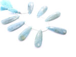 Milky Aquamarine 15x45mm Faceted Pear - Image 2