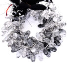 Black Turmilated QTZ 7X15mm Smooth Pear