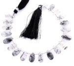 Black Turmilated QTZ 7X15mm Smooth Pear - Image 2